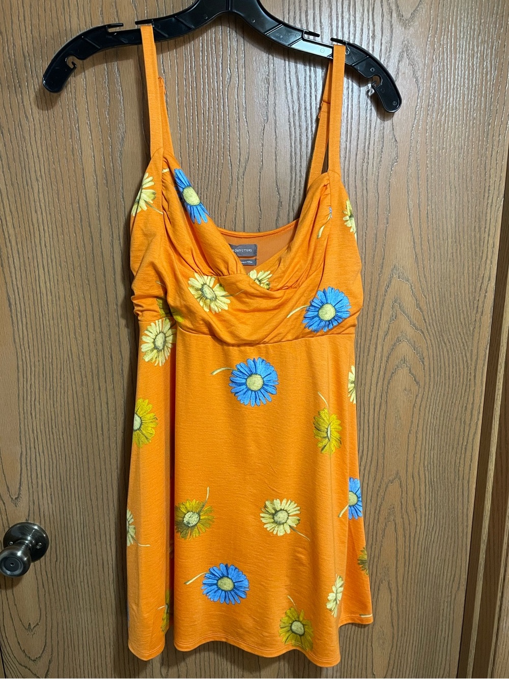 NWT UO Mini Dress in Orange with Blue and Yellow Floral Print